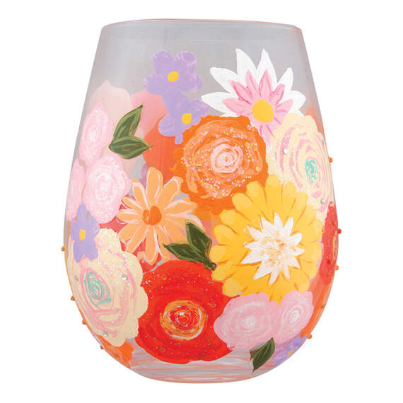 Lolita Spring Florals Handpainted Stemless Wine Glass, 20 oz., , large image number 1