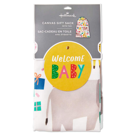 28" Welcome Baby Large Fabric Gift Bag With Tag, , large image number 6