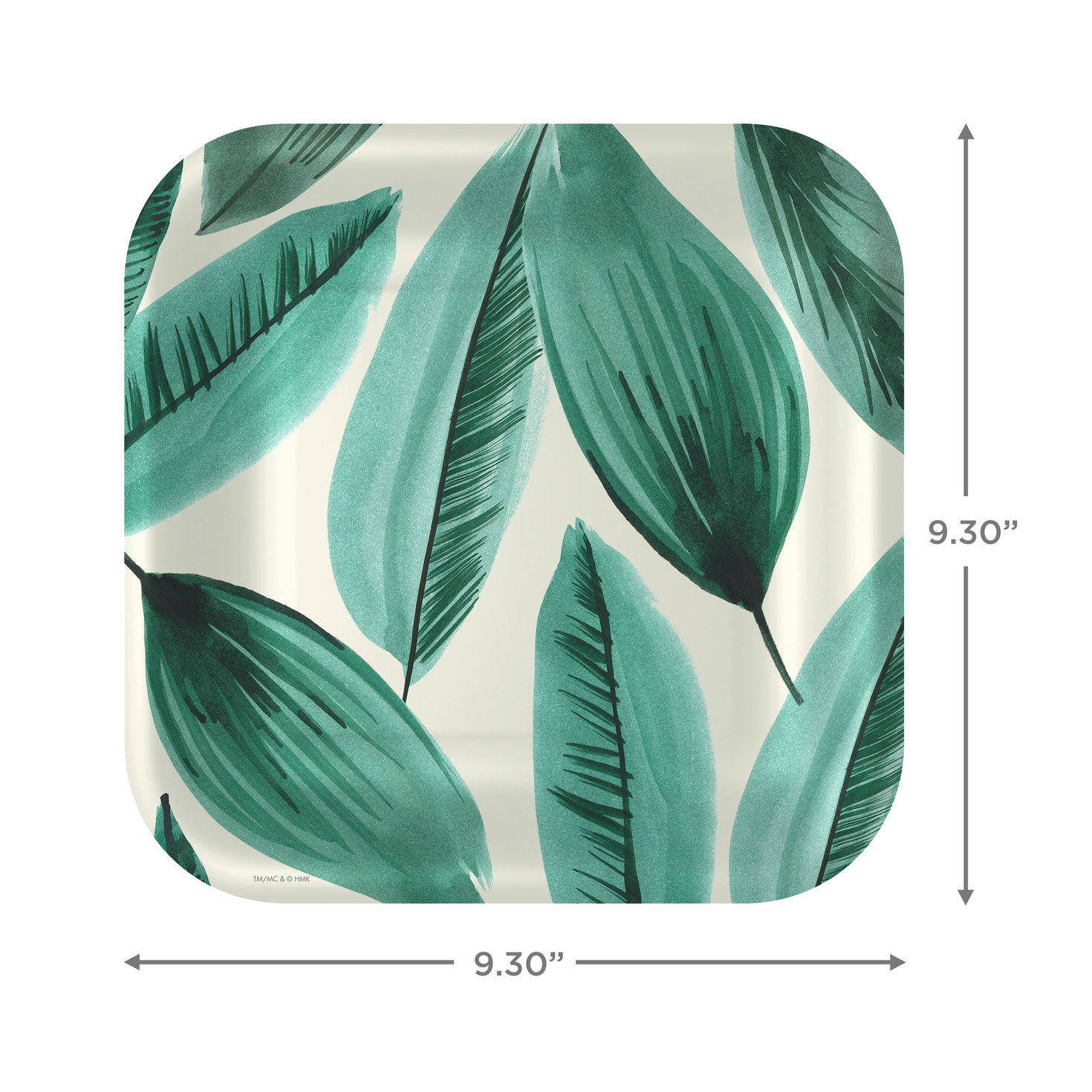 Palm Leaves Print Square Dinner Plates, Set of 8, , large image number 3