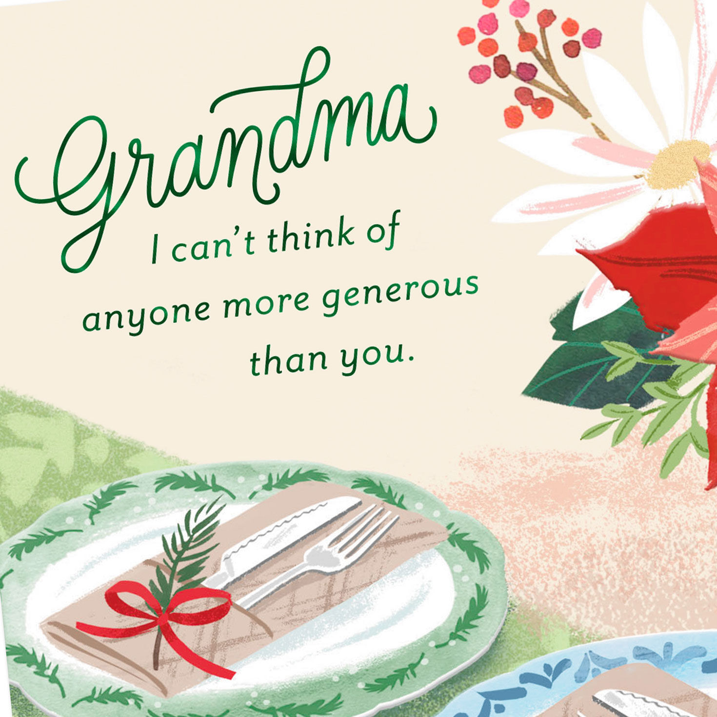 Holiday Table Grandma Christmas Card Card Front Detail image number 5