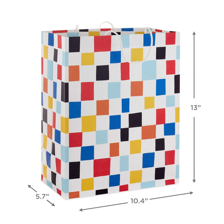 Colorful Checkered Large Gift Bag measurement image number 3