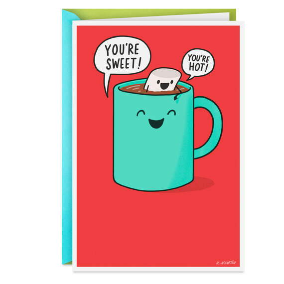 Hot Cocoa and Marshmallow Romantic Funny Christmas Card, , large image number 1
