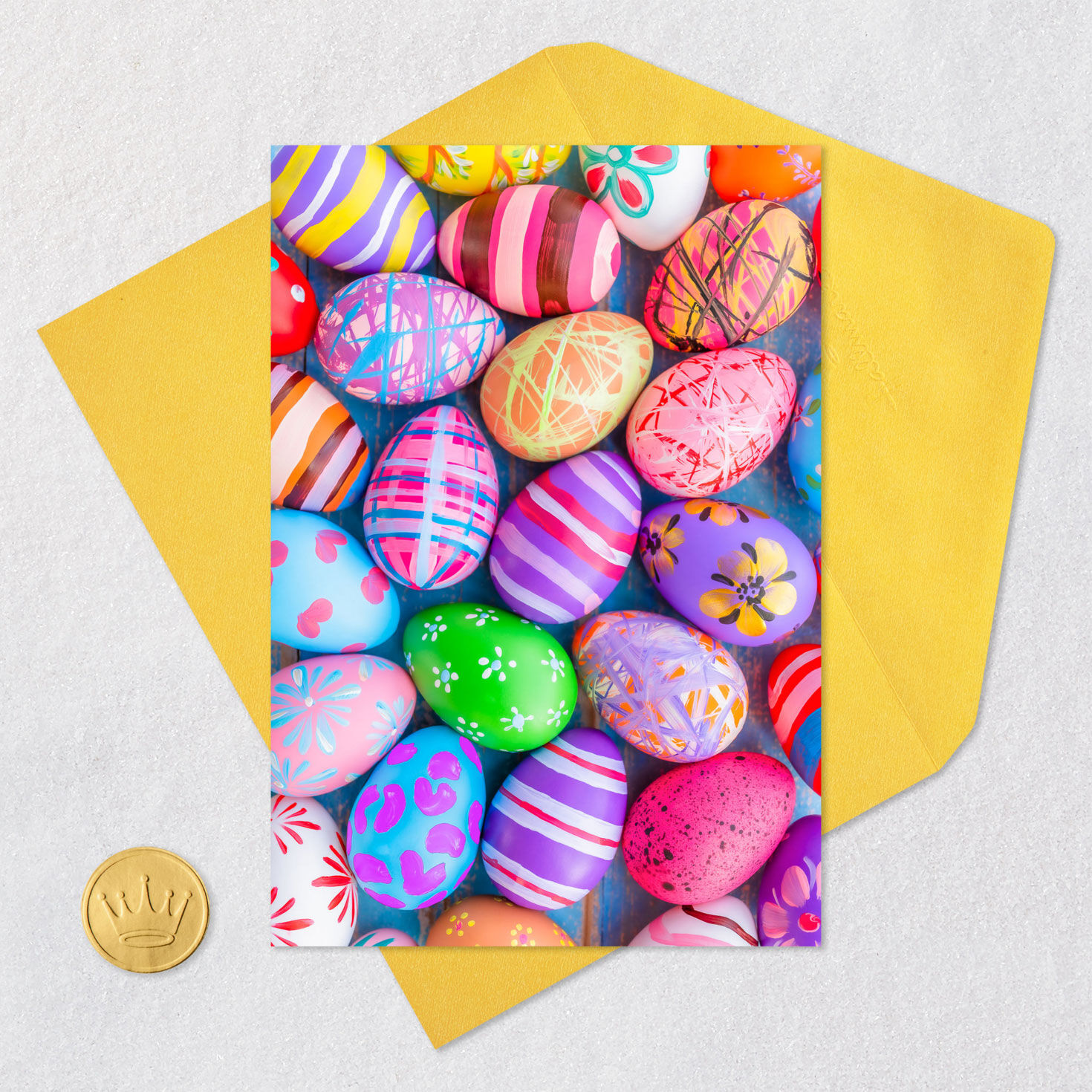 Dyed Easter Eggs Funny Easter Card Card Front with Envelope and Gold Seal image number 5