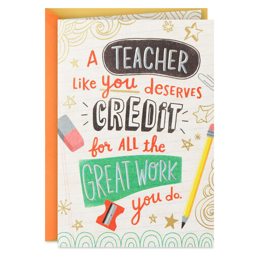 You Deserve Extra Credit Thank-You Card for Teacher, 