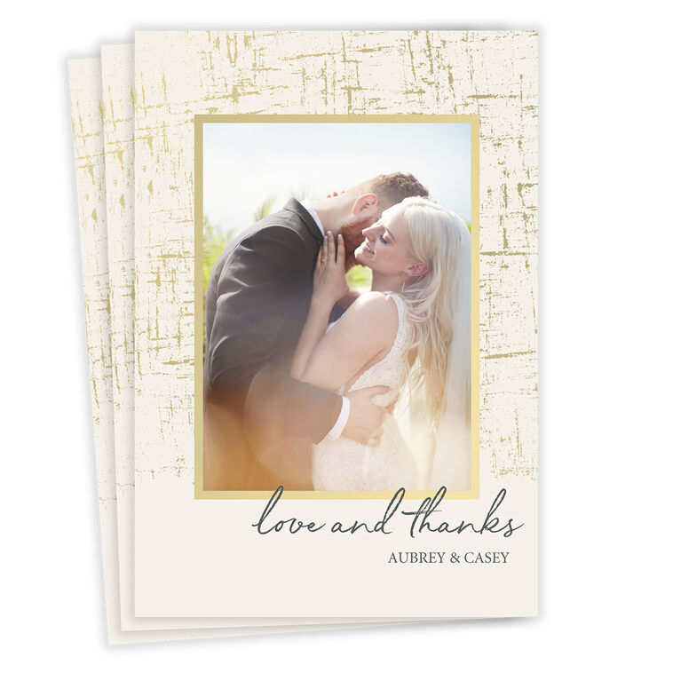 Golden Birch Flat Wedding Thank You Photo Card