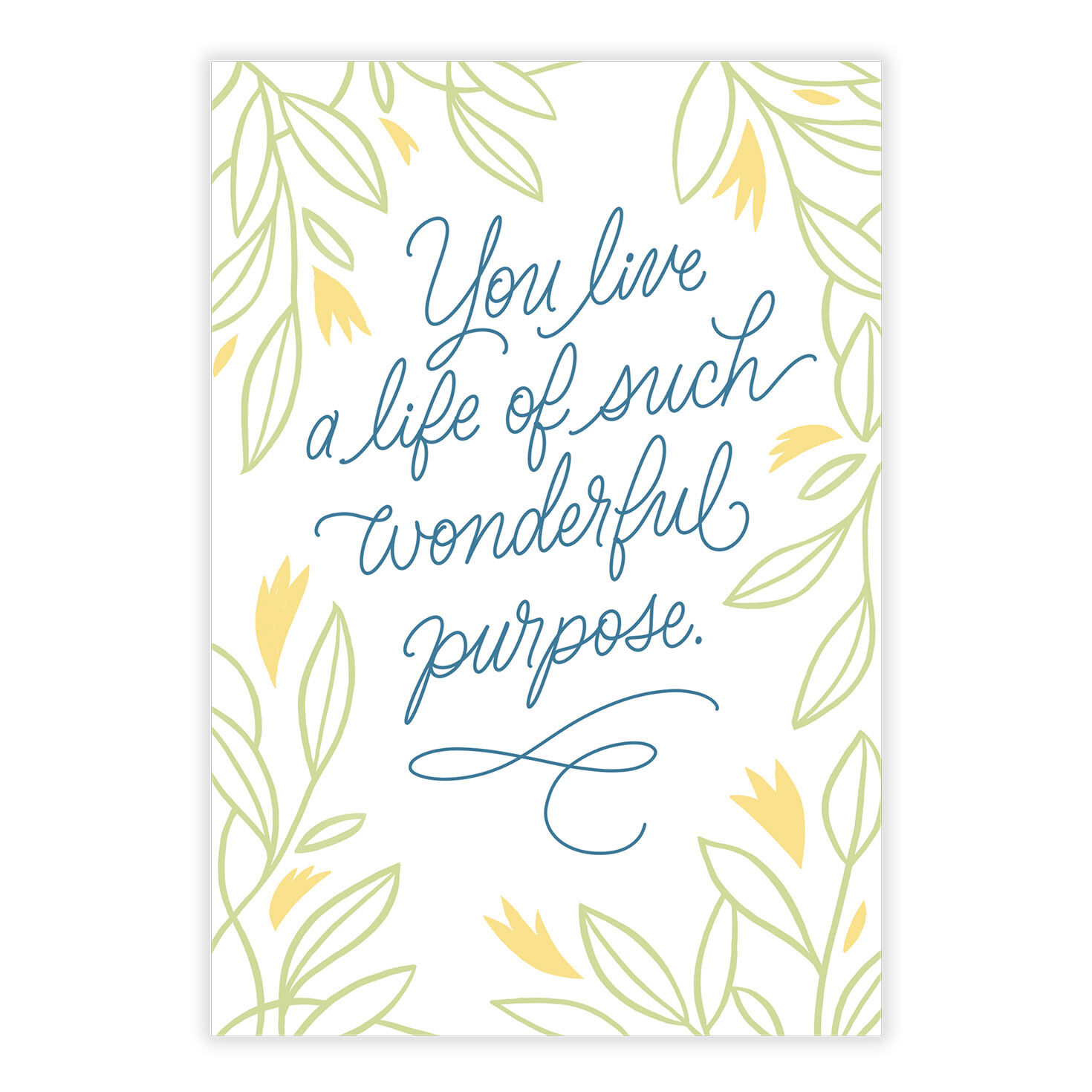 Floral Line Art Personalized Everyday Card front image number 2