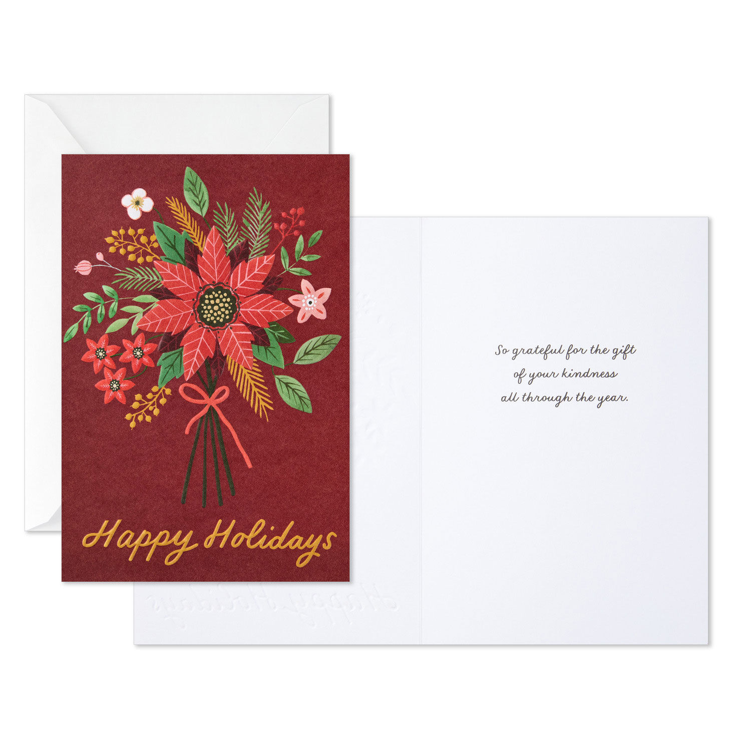 Red Floral Bouquet Packaged Christmas Cards Card Front with Sentiment image number 3