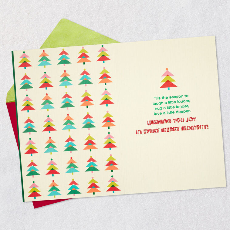 Colorful, Modern Lettering Christmas Card with Glitter Open card with envelope image number 3