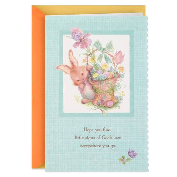 Bunny and Basket of Flowers Signs of God's Love Easter Card, , large image number 1
