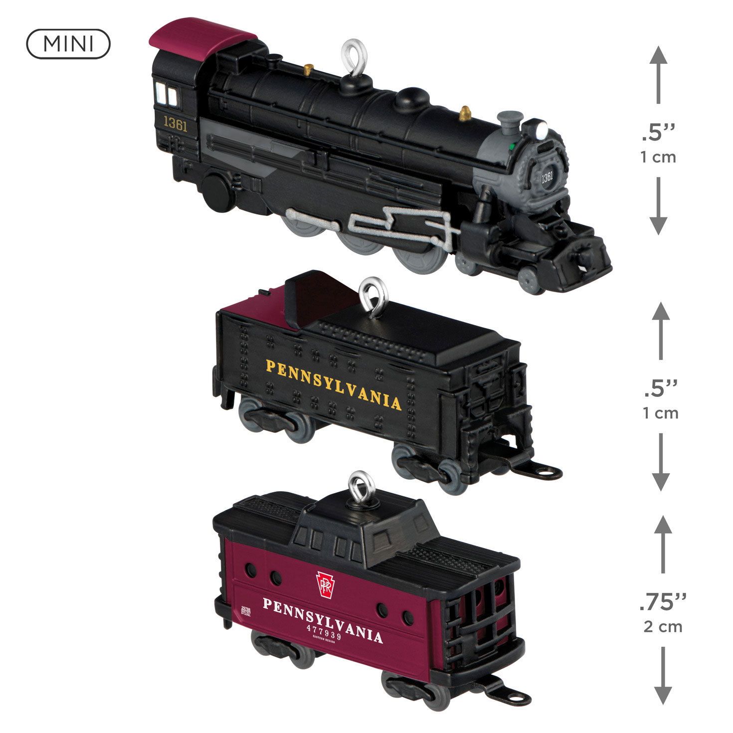Lionel Train Cars Keepsake Ornament Set measurement image number 3