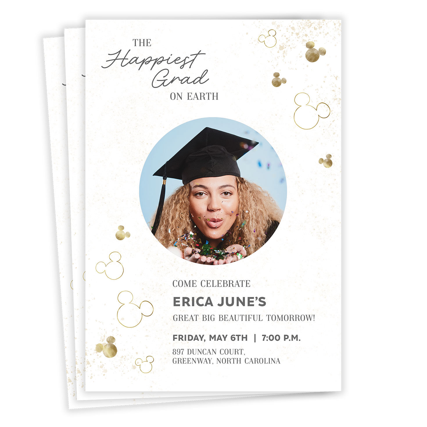 Disney Happiest Grad on Earth Flat Graduation Party Invitation