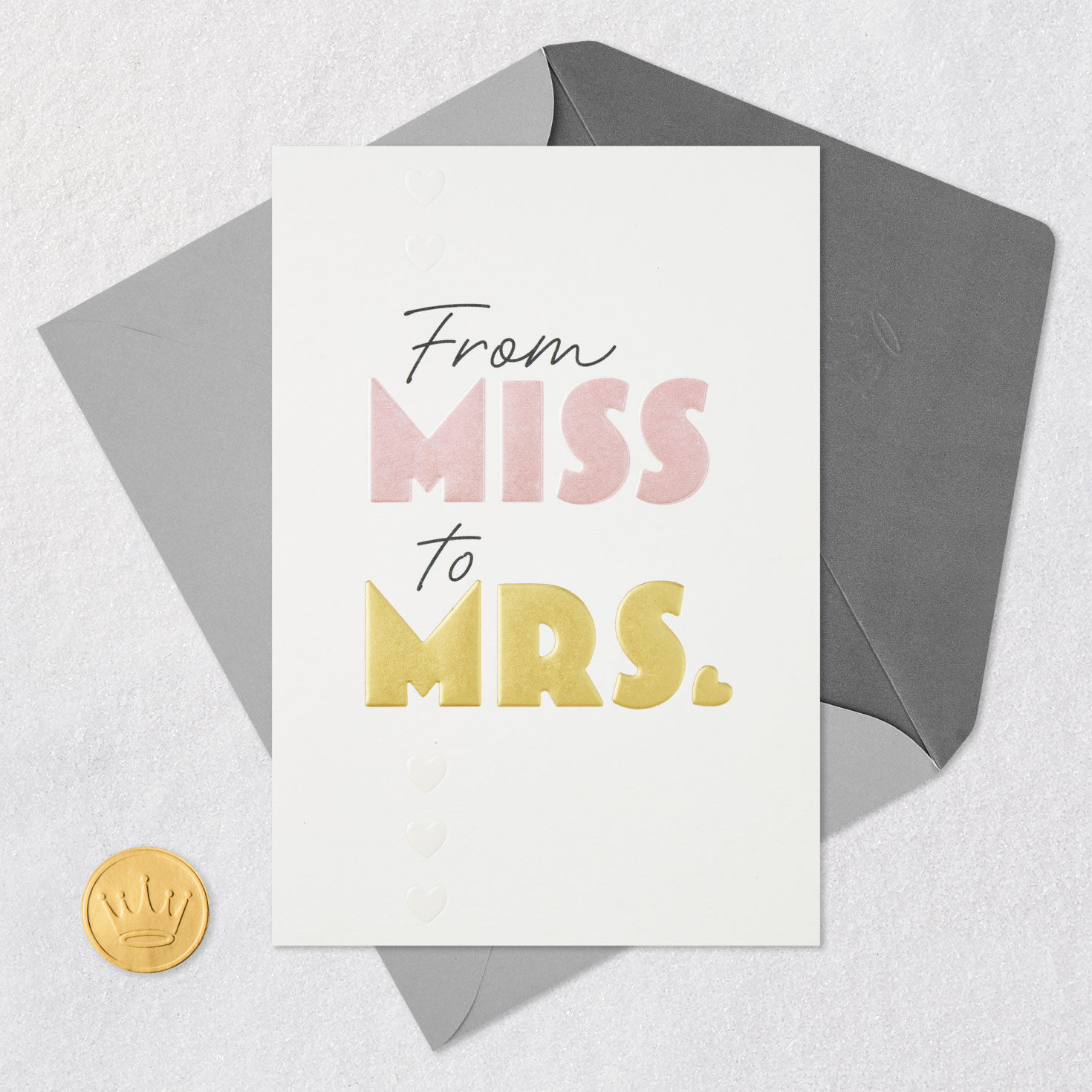 Miss to Mrs Bride-to-Be Card from Girls Card Front with Envelope and Gold Seal image number 5