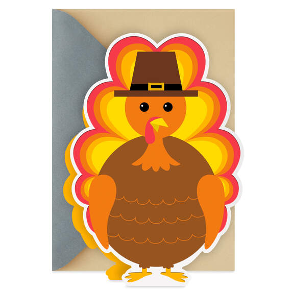 Wishes for Gobbles and Gobbles of Fun Thanksgiving Card, , large image number 1