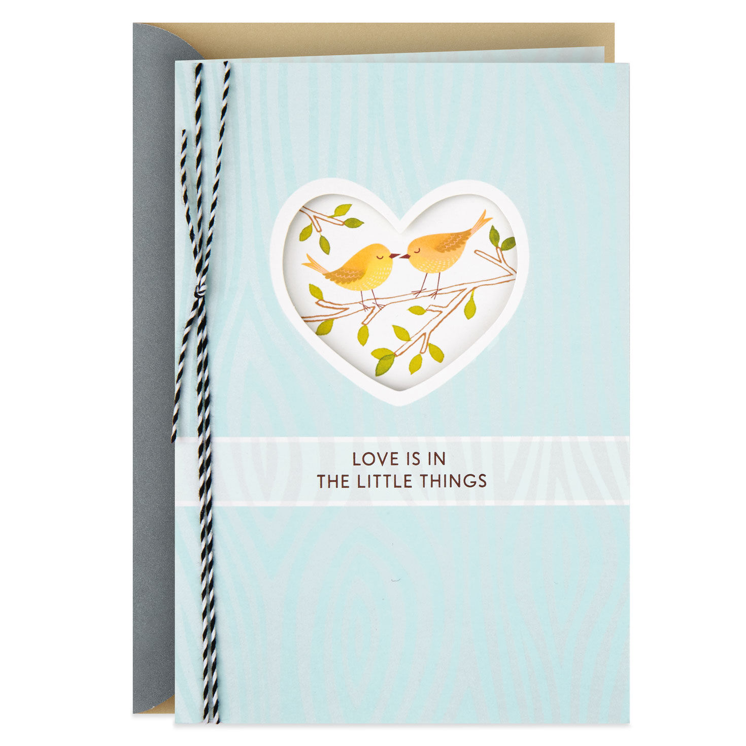 Hearts & Tree 9.5" x 6.75" Birds Gold Silver 25th Wedding Anniversary Card