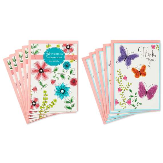 Butterflies and Flowers Assorted Thank-You Cards, Pack of 10