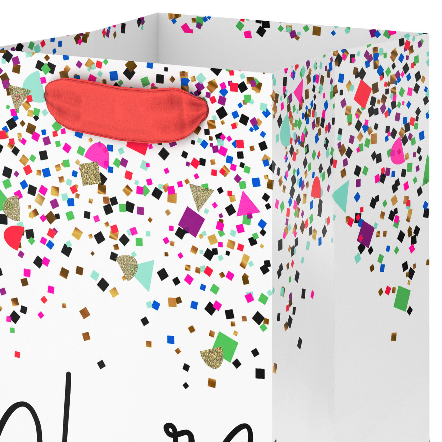 Colorful Confetti Cheers to You Wine Bag Handle Detail image number 4