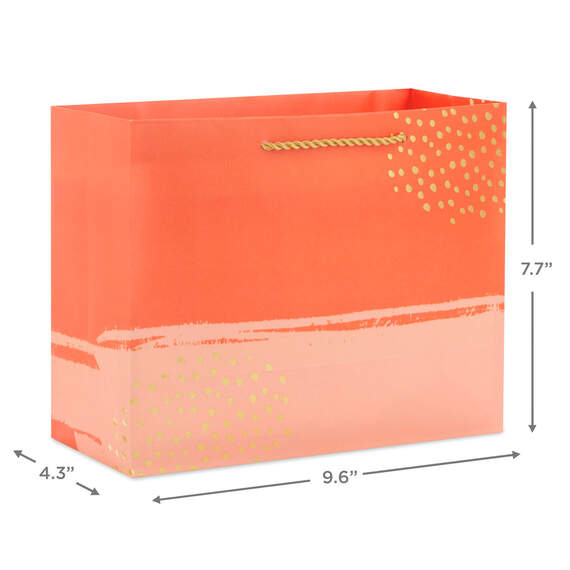 7.7" Orange and Coral Medium Horizontal Gift Bag, , large image number 3