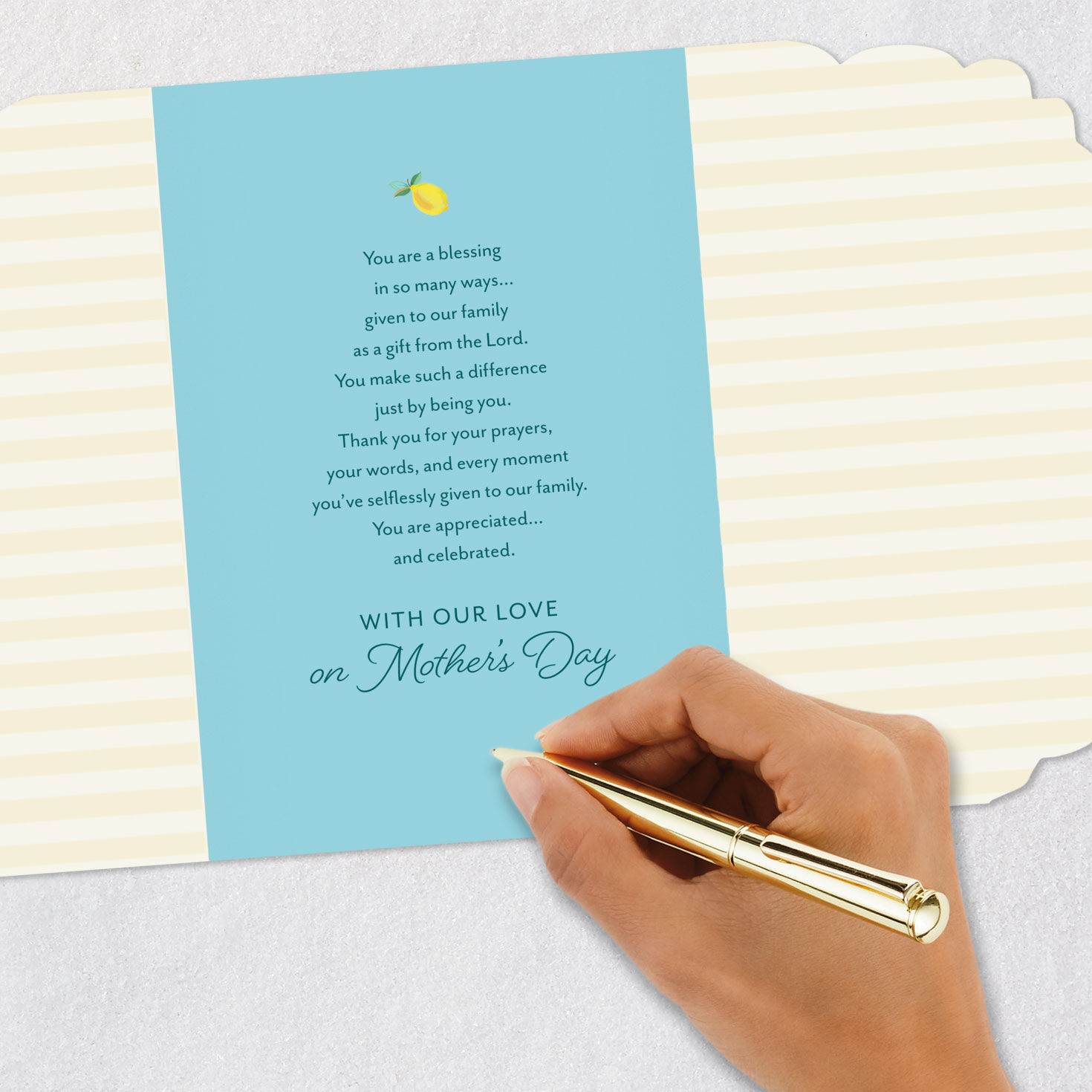 Lemons and Flowers Religious Mother's Day Card for Mom signing card image number 8