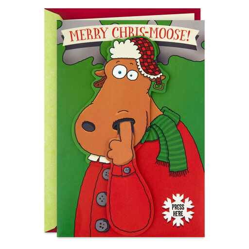 Nose-Picking Moose Funny Musical Christmas Card With Motion, 