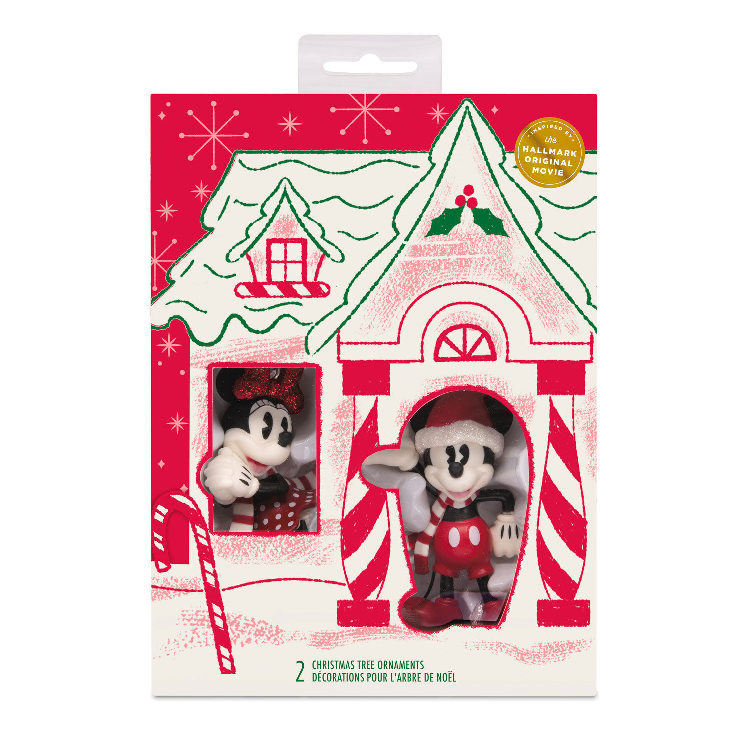 Set of 2 Disney Mickey Minnie Ornaments in Gift Box package front image number 2