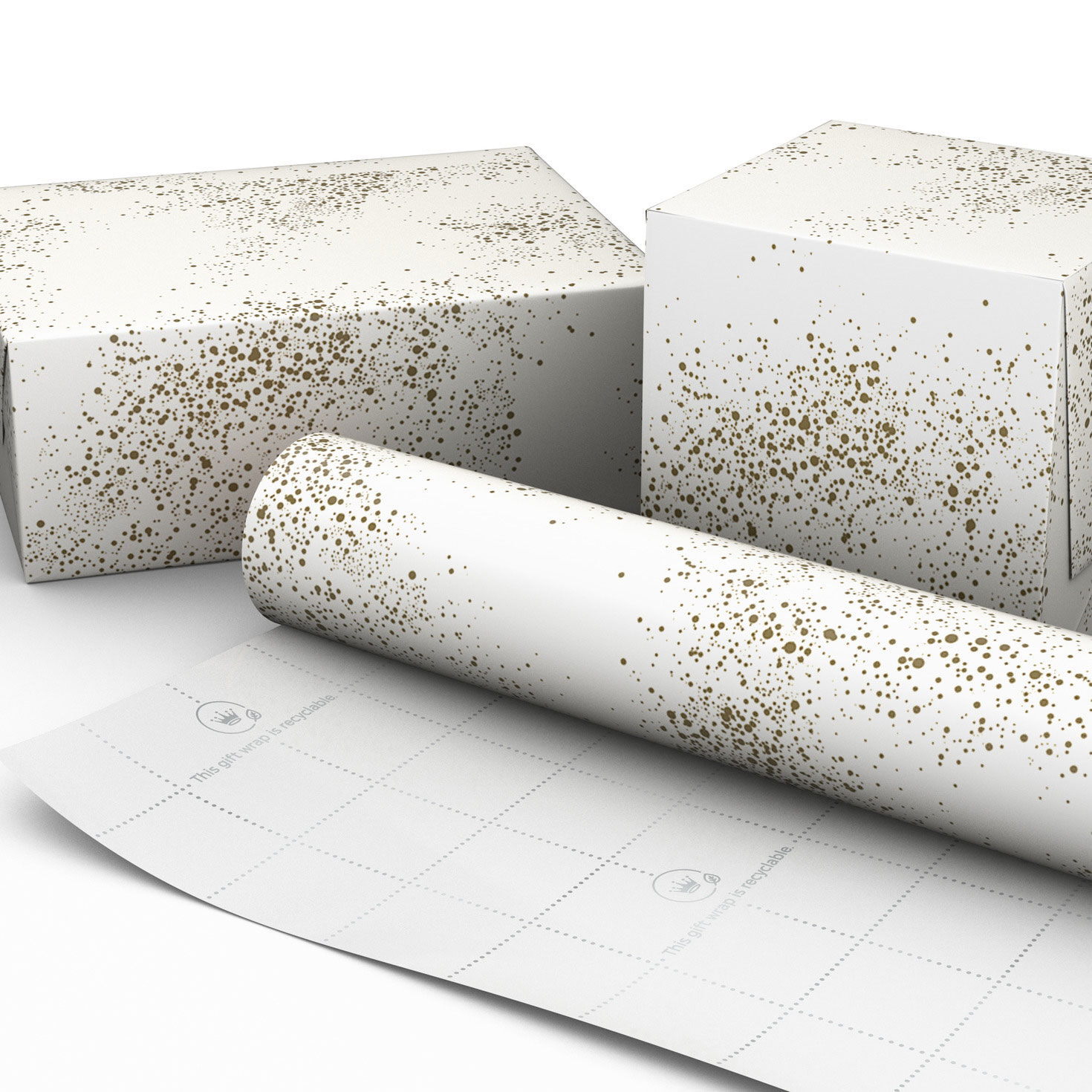 Gold Paint Splatter on Cream Wrapping Paper, 20 sq. ft. for only USD 4.99 | Hallmark