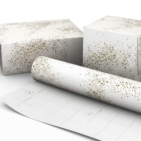 Gold Paint Splatter on Cream Wrapping Paper, 20 sq. ft., , large image number 3