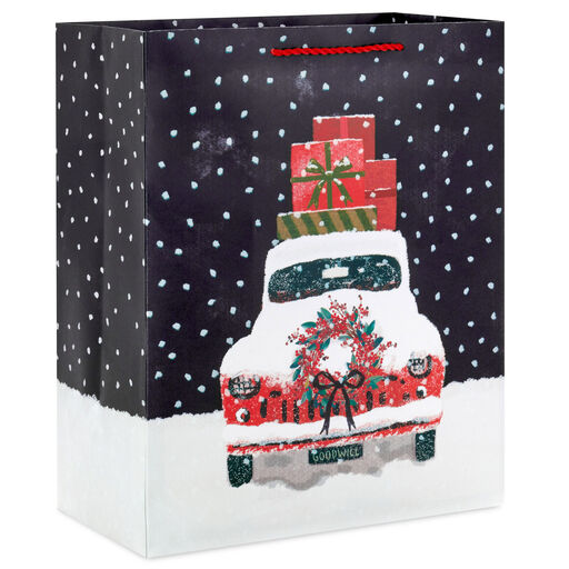 13" Red Truck With Gifts Large Christmas Gift Bag, 