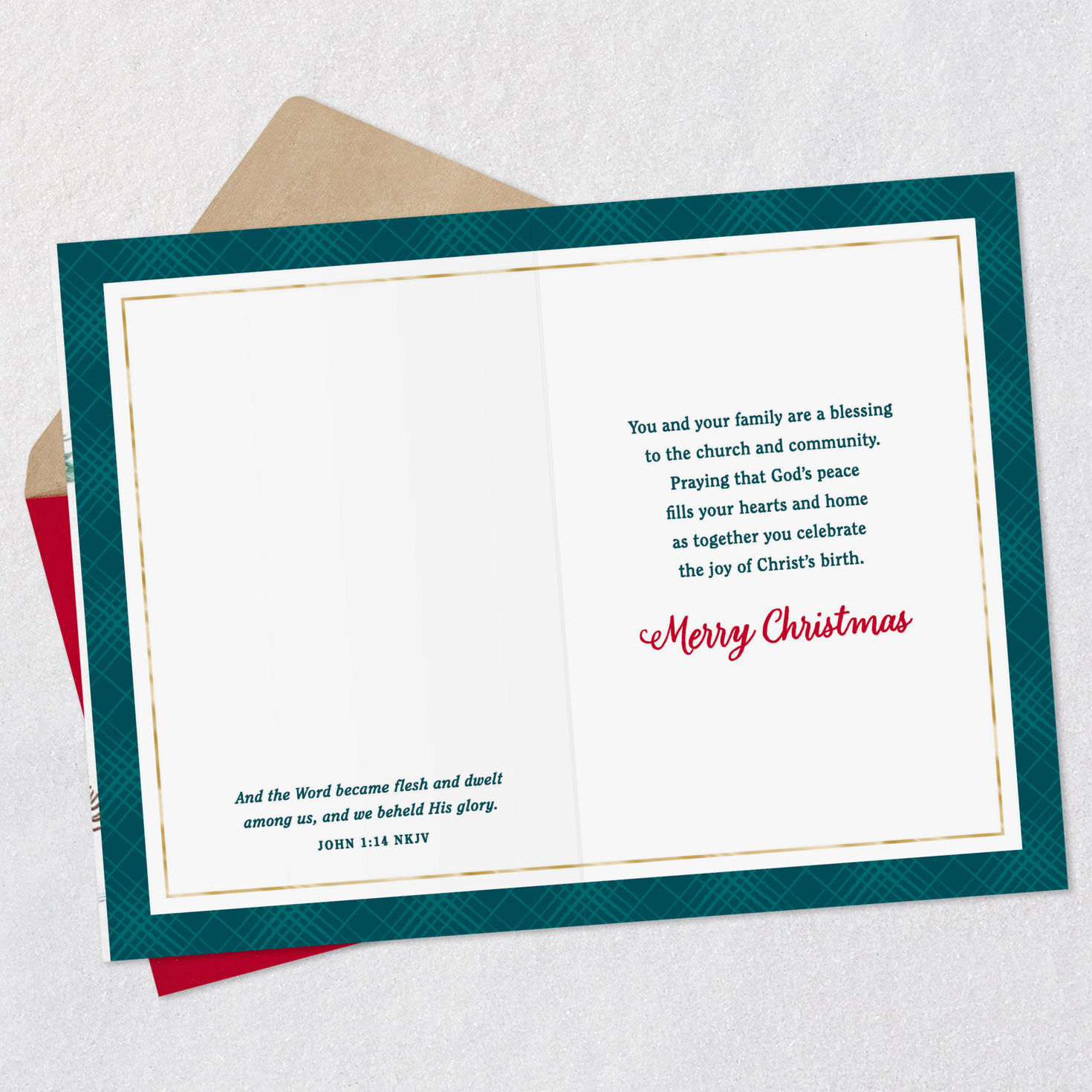 Church and Homes Religious Pastor Christmas Card Open card with envelope image number 4