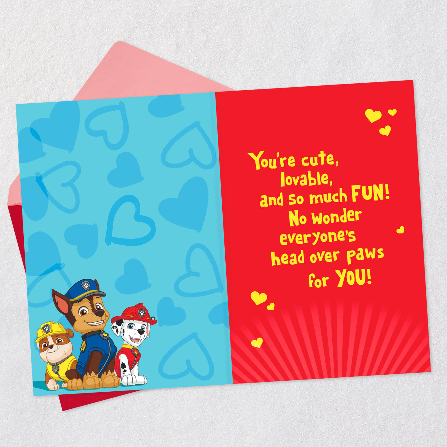 Paw Patrol Kids Valentine's Day Card for Grandson Open card with envelope image number 3