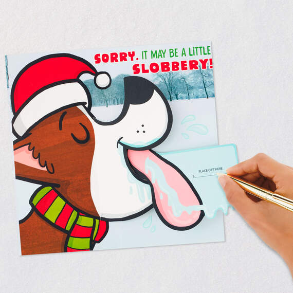 Slobbery Dog Funny Pop-Up Money Holder Christmas Card, , large image number 7