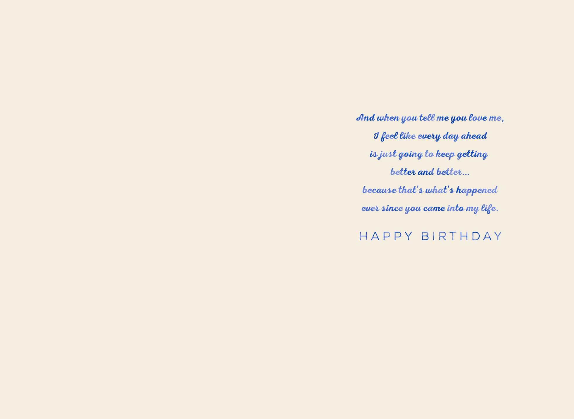 Blue Foil Waves Romantic Birthday Card