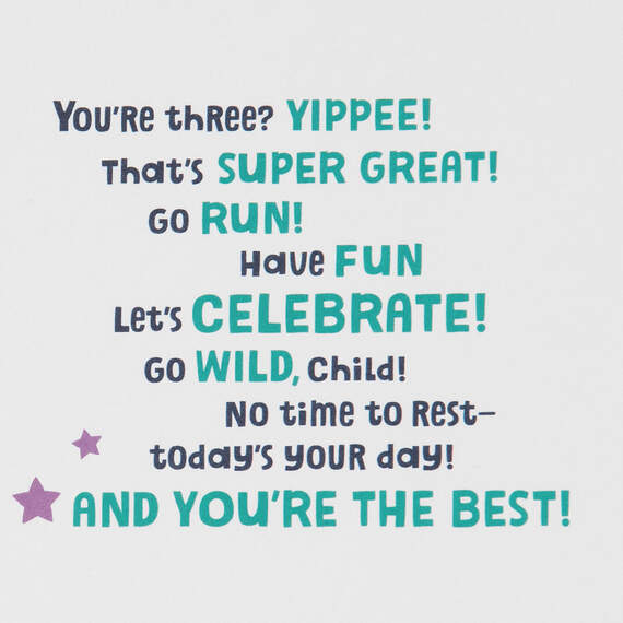 Yippee, You're 3 Sporty Cheetahs 3rd Birthday Card, , large image number 2