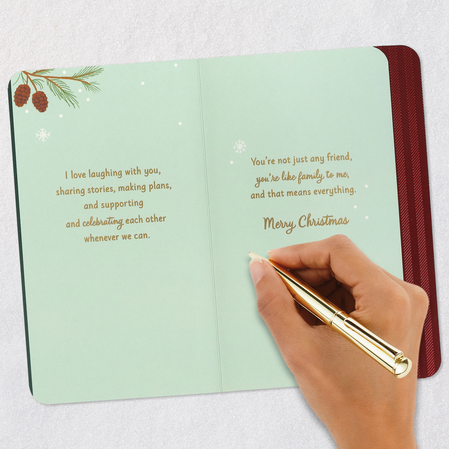 Bird and Mittens on Tree Friend Christmas Card Signing card image number 7