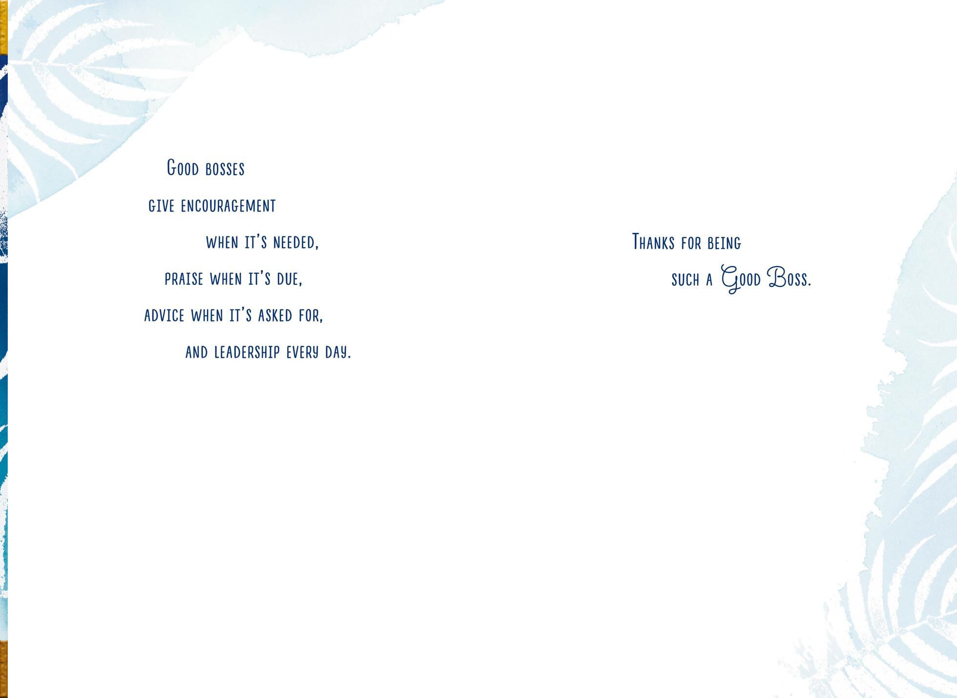 Gold Fern Boss's Day Card