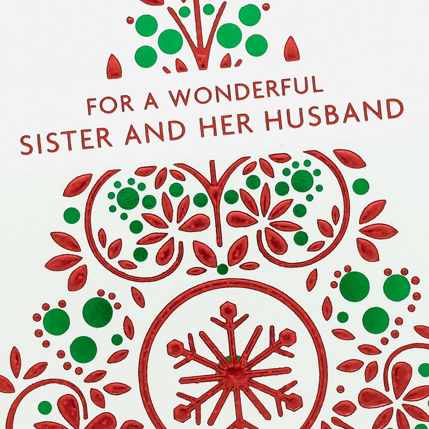 Green Red Ornamental Tree Christmas Card for Sister Card Front Detail image number 5