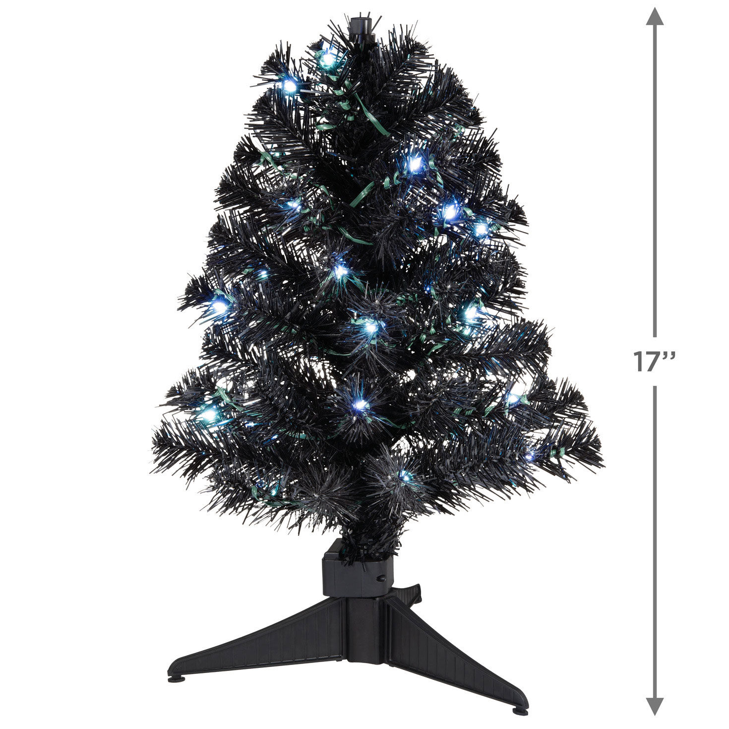 Mini Black Keepsake Christmas Tree With Lights measurement image number 3