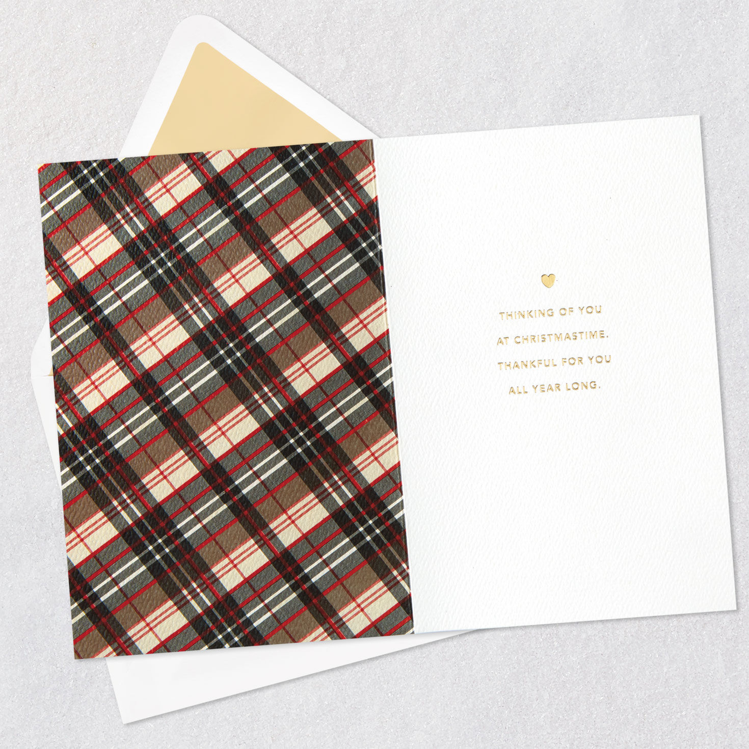 Tag on Red Plaid and Bow Christmas Card Open card with envelope image number 3