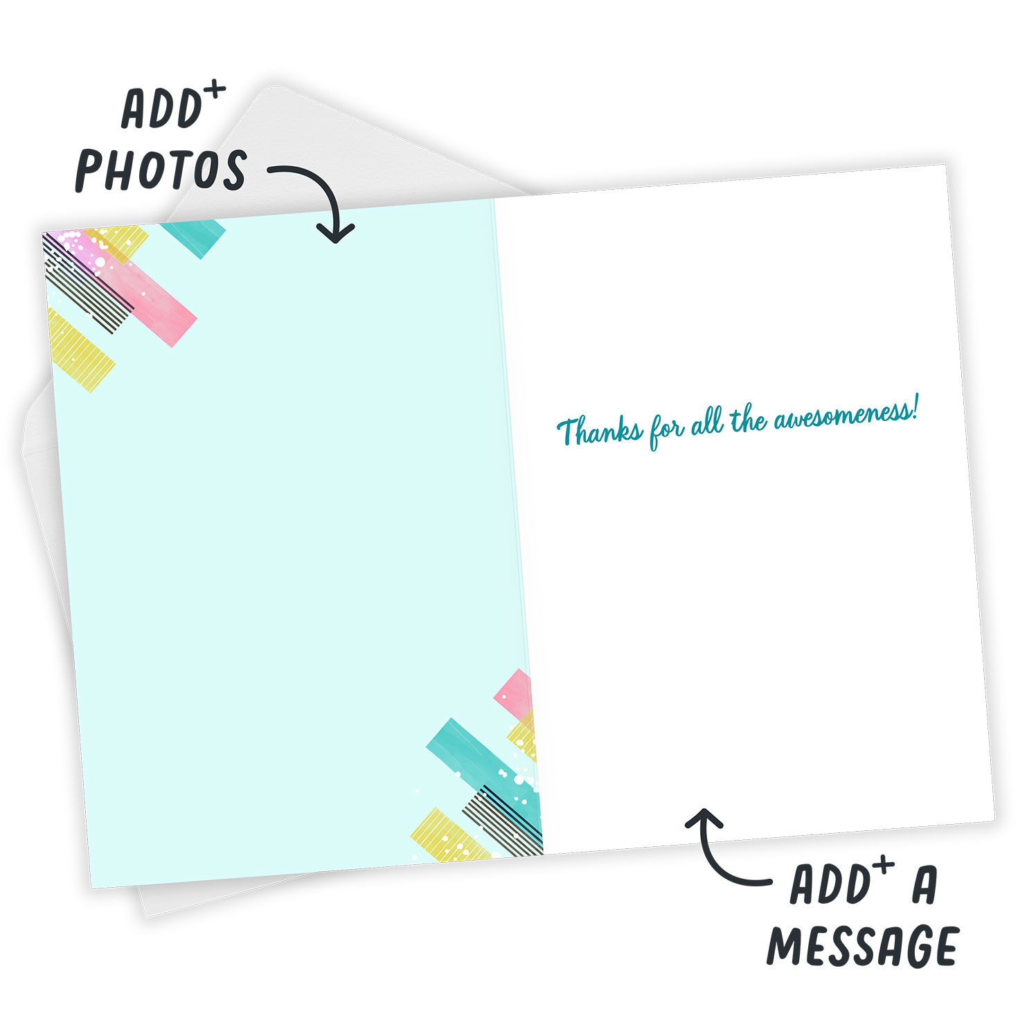 Abstract Stripes Personalized Mother's Day Card Open Card with Envelope indicating personalization image number 4