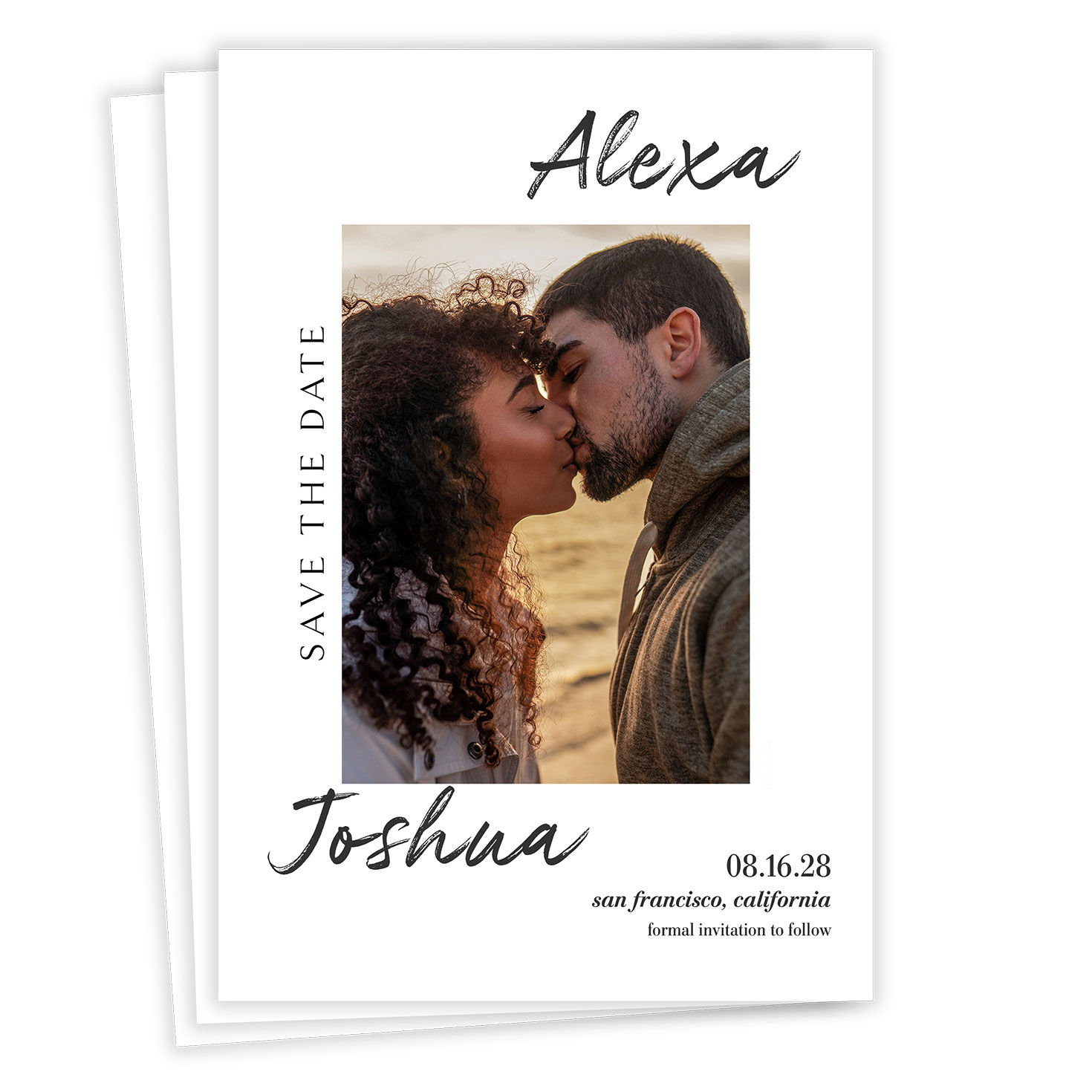 Modern Frame Black and White Save the Date