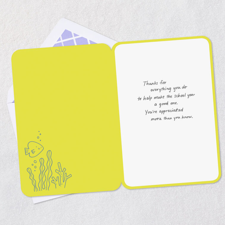 School of Fish Teacher Thank You Card Open card with envelope image number 3