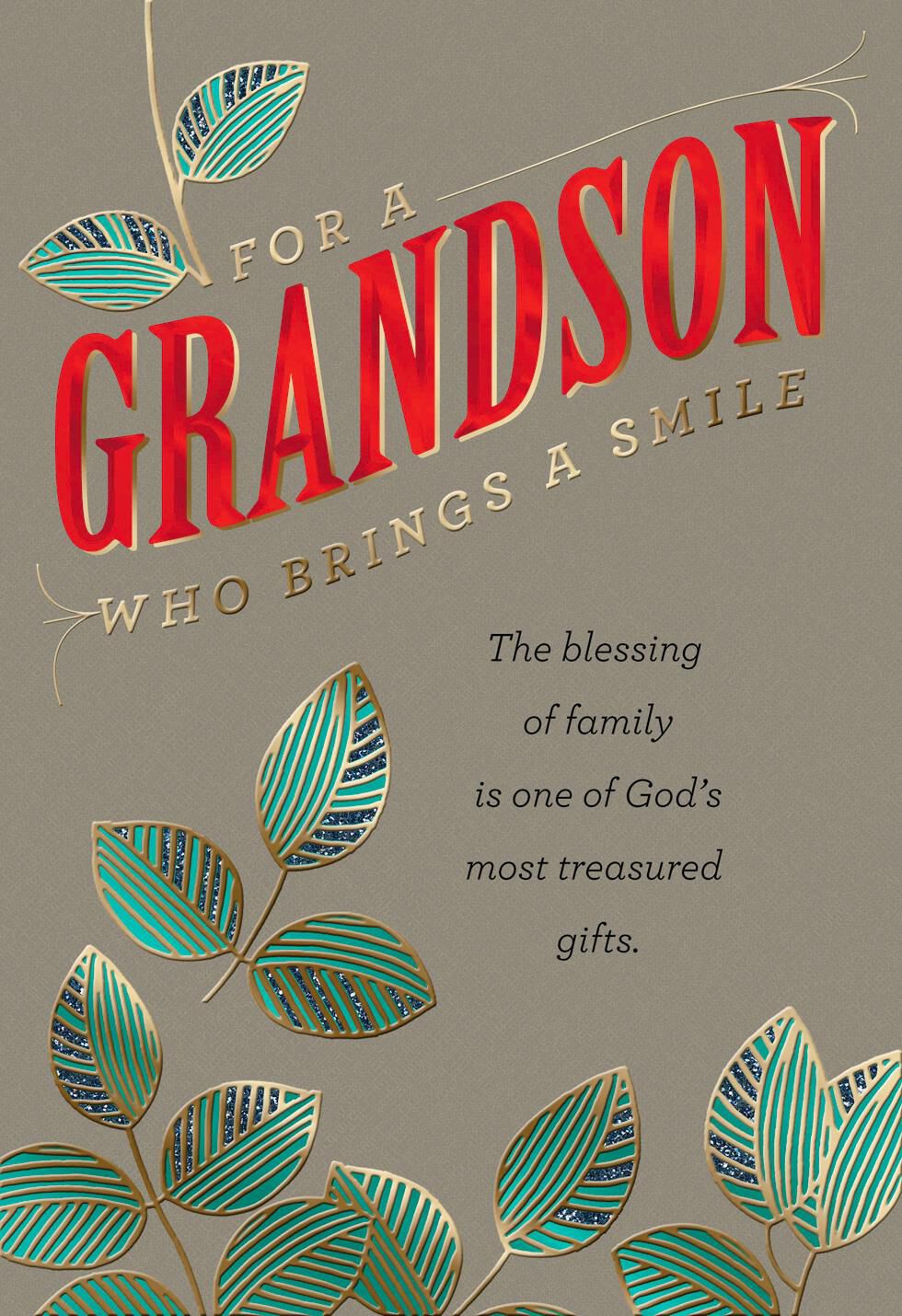 You Bring a Smile Religious Birthday Card for Grandson