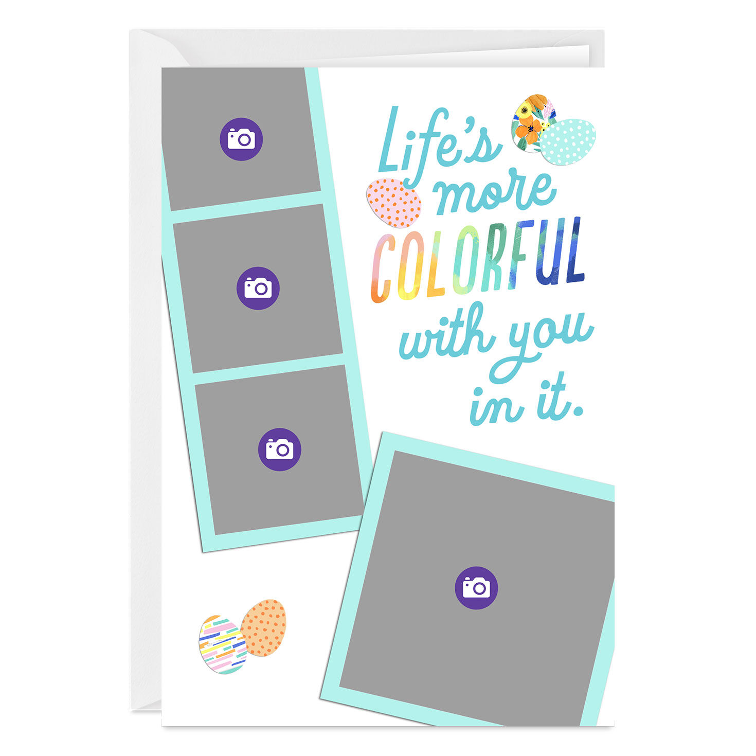Life's Colorful With You Photo Collage Custom Easter Card, , large image number 3