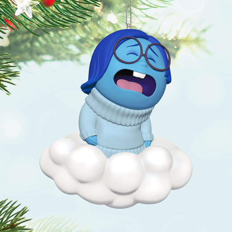 Inside Out Sadness on Cloud Keepsake Ornament Hanging on tree image number 2