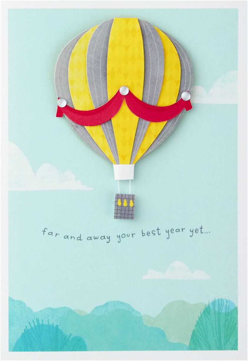 Far and Away Hot Air Balloon Birthday Card