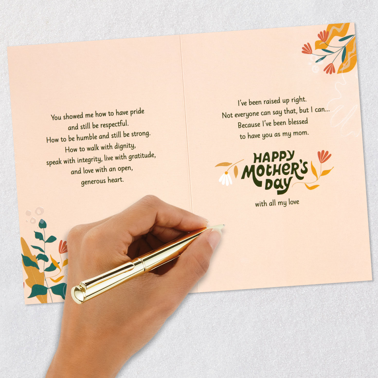 Flowers and Leaves Mama Mother's Day Card signing card image number 7