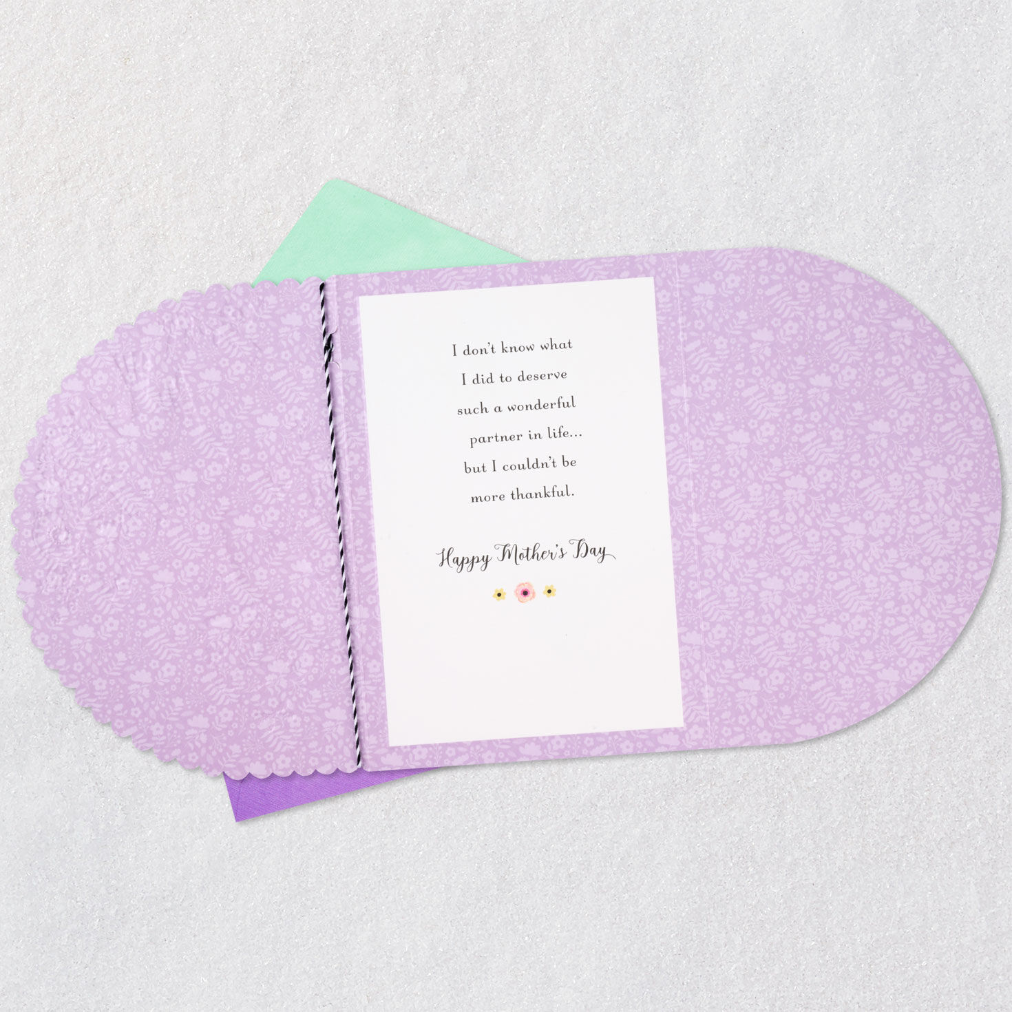 Lovebirds and Flowers Wife Mother's Day Card Open card with envelope image number 5