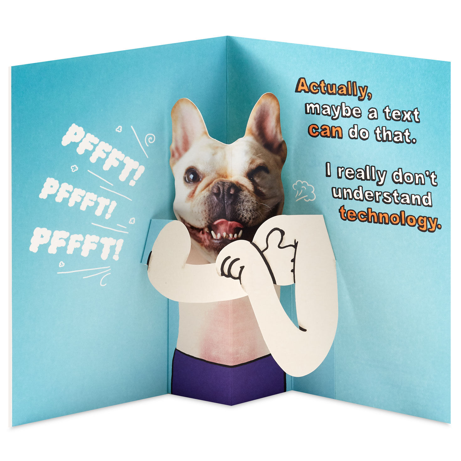 Armpit Farting Bulldog Funny Pop-Up Birthday Card, , large image number 2