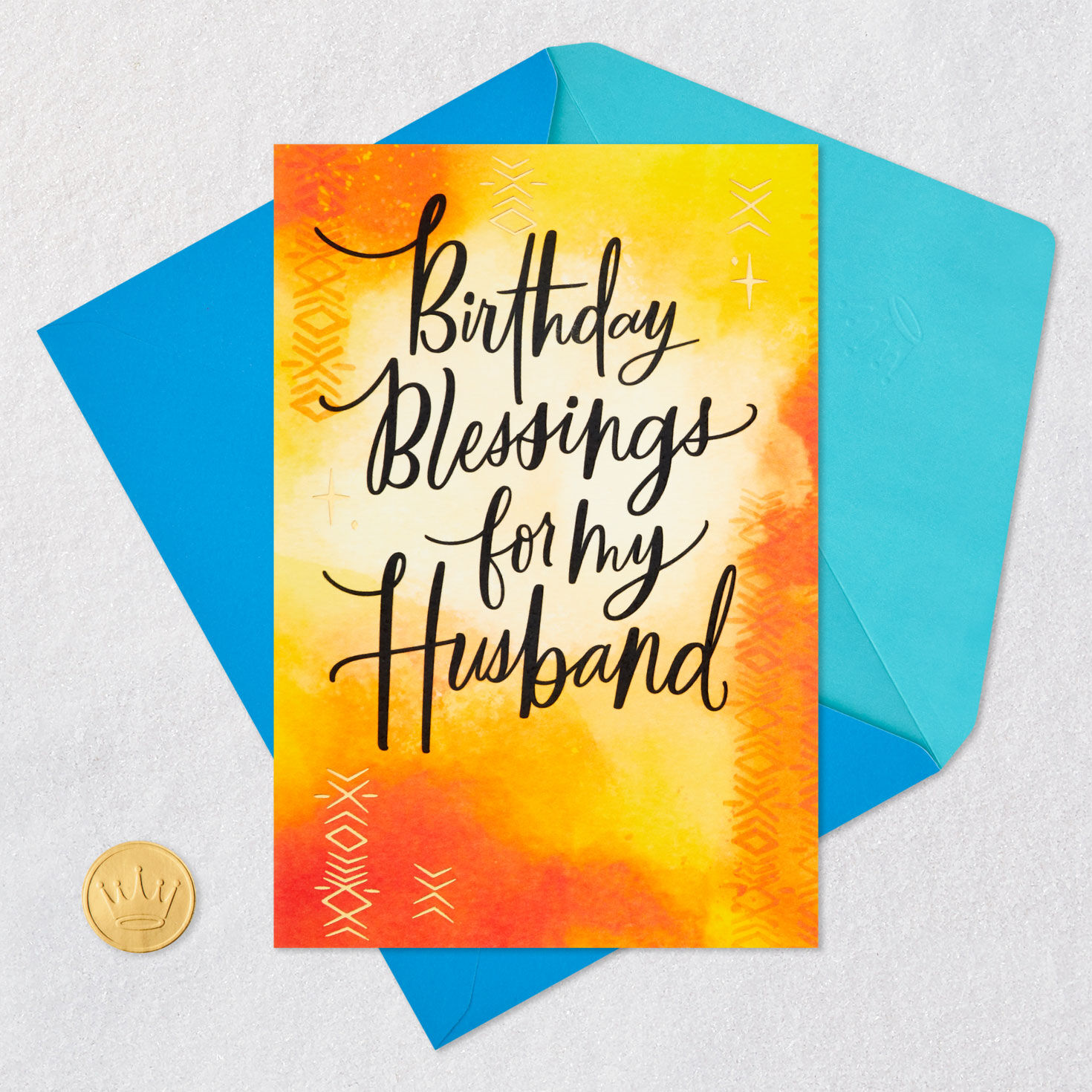 Orange & Yellow Religious Birthday Card for Husband Card Front with Envelope and Gold Seal image number 6