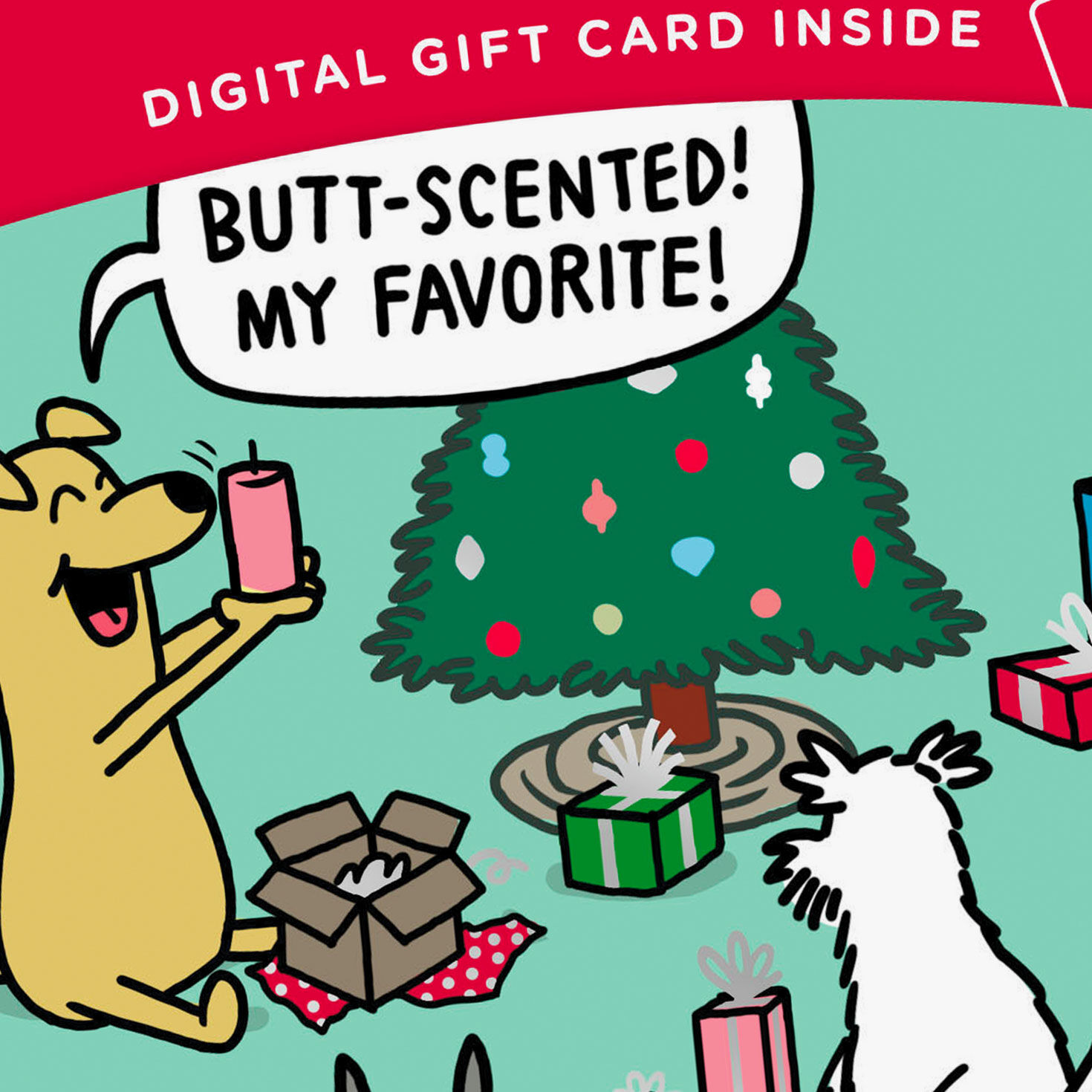 Dog Opening Presents Gift Card Greeting Funny Christmas Card, , large image number 5