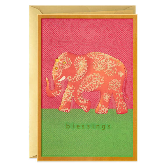 Blessings Paisley Elephant Blank Card
